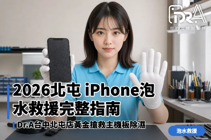 Dr.A台中北屯店工程師為泡水iPhone進行除濕與主機板檢測