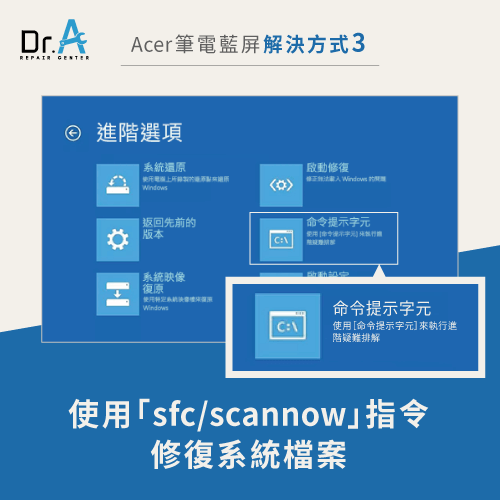 輸入指令修復系統檔案-Acer筆電突然藍屏