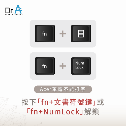 按下fn+文書符號鍵解鎖-Acer 筆電 無法打字