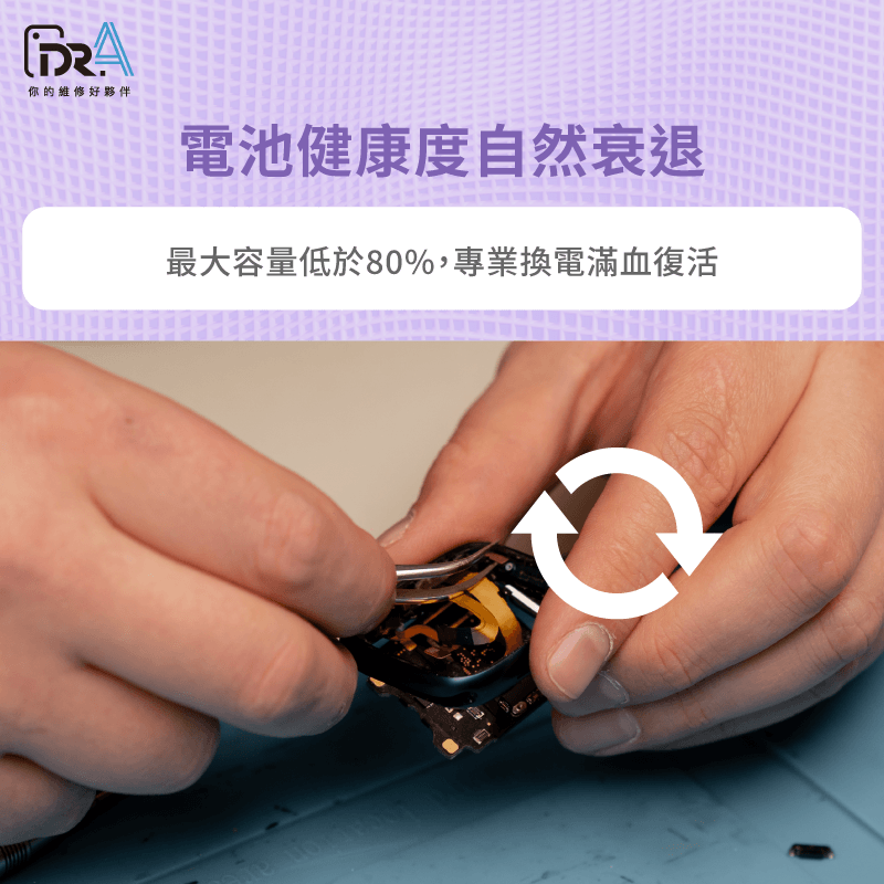 掌握手錶電池健康度數值變化,精準判斷是否因電芯老化造成Apple Watch續航力下降。 電池健康度檢測與衰退判定-Apple Watch續航力下降