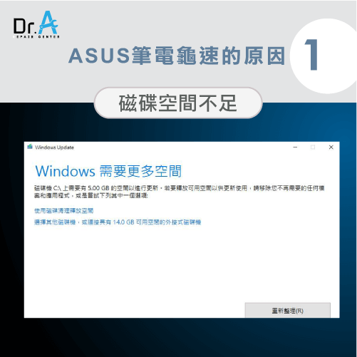 ASUS筆電跑很慢-磁碟空間不足