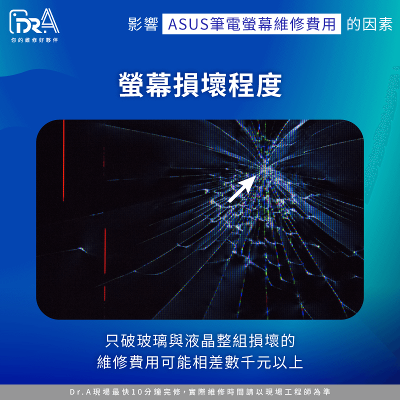 螢幕損壞程度-ASUS筆電螢幕維修價格