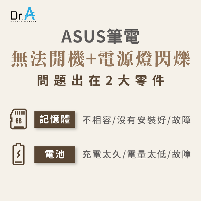 ASUS筆電無法開機-ASUS筆電無法開機電源燈閃爍原因