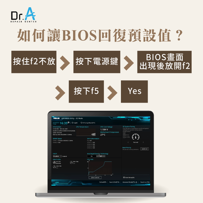 ASUS筆電無法開機電源燈閃爍-BIOS回復