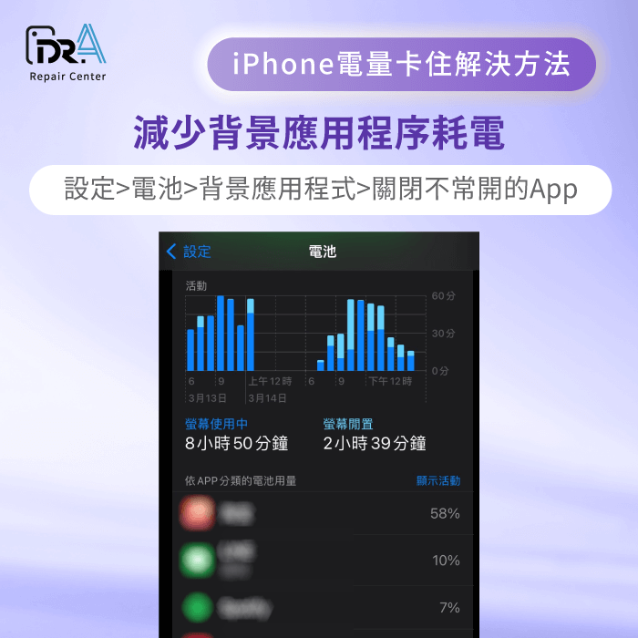 檢查電池使用情況-iPhone電量卡住