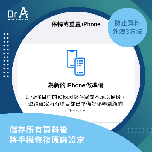 備份資料後恢復原廠設定-iPhone換電池資料外洩