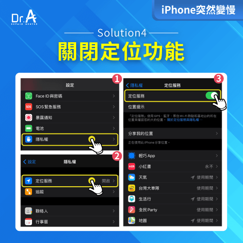 關閉定位服務-iPhone突然變慢怎麼辦