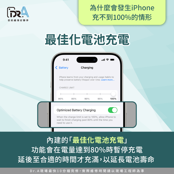 iPhone啟用最佳化電池充電-iPhone 充不到100