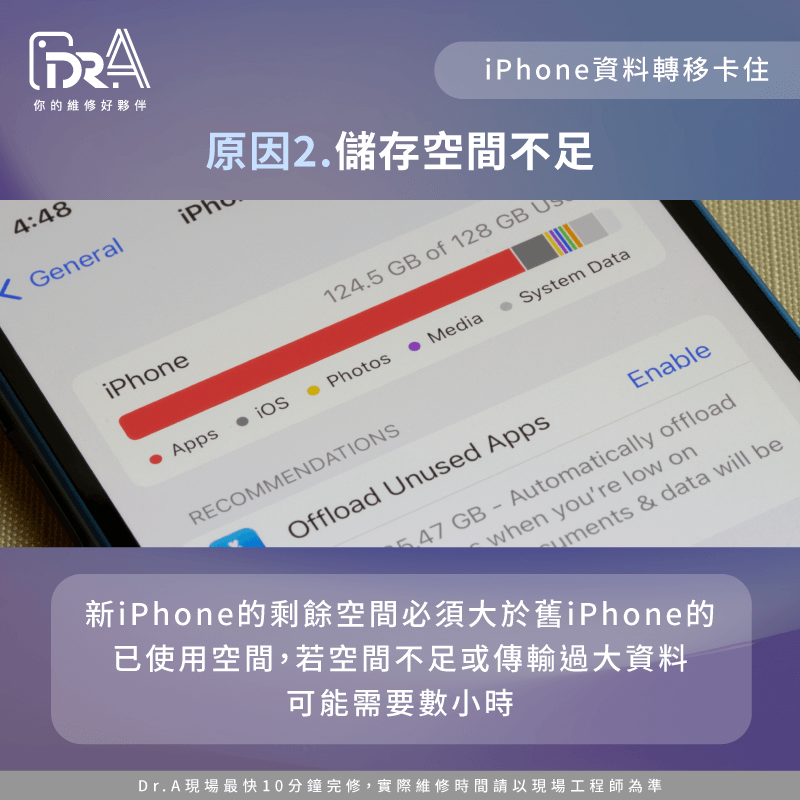 儲存空間不足-iPhone資料轉移卡住怎麼辦