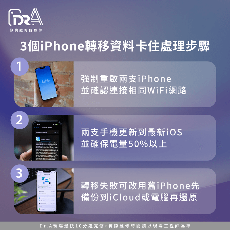 iPhone轉移資料卡住處理步驟-iPhone轉移資料卡住
