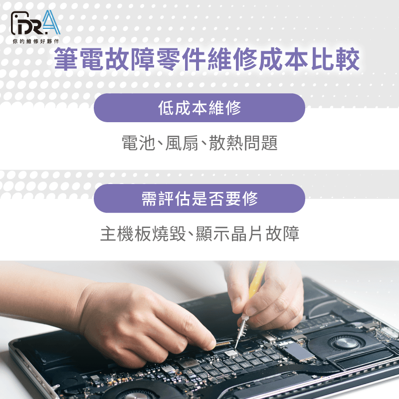 筆電零件損壞與主機板故障評估 故障範圍大小-筆電有燒焦味