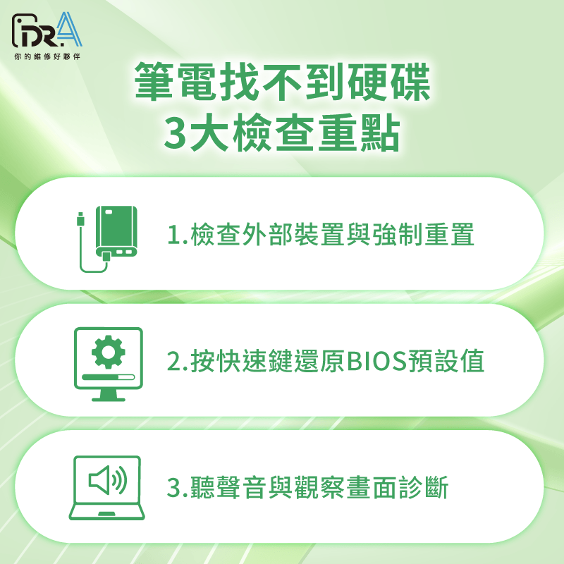 筆電找不到硬碟送修前3大檢查點 送修前先檢查3大重點-筆電開機找不到硬碟