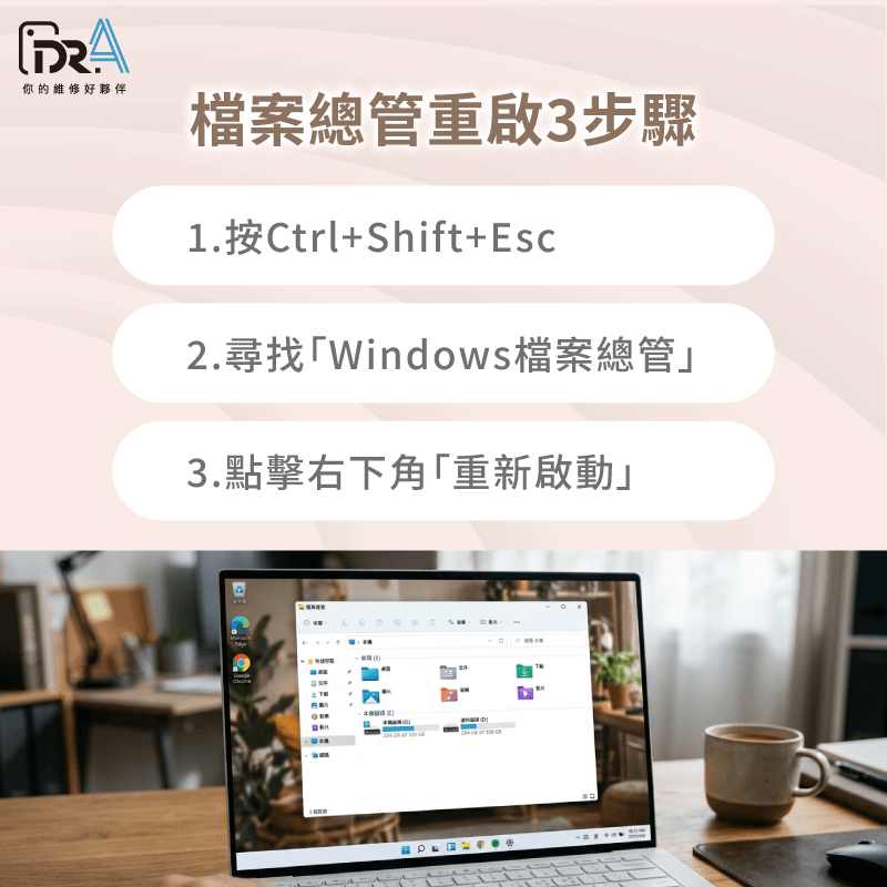 系統軟體與檔案總管重啟-筆電開資料夾沒回應