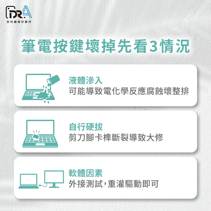筆電按鍵壞掉,判斷維修時機的3個重點 筆電按鍵壞掉送修前,先確認3個關鍵情況