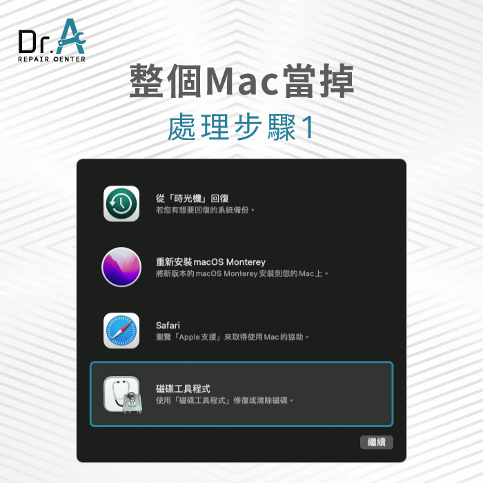 開啟磁碟工具程式-Mac卡住