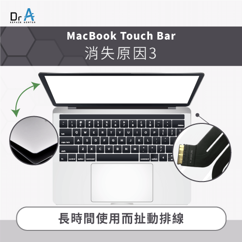 頻繁使用扯動排線-MacBook Pro Touch Bar消失