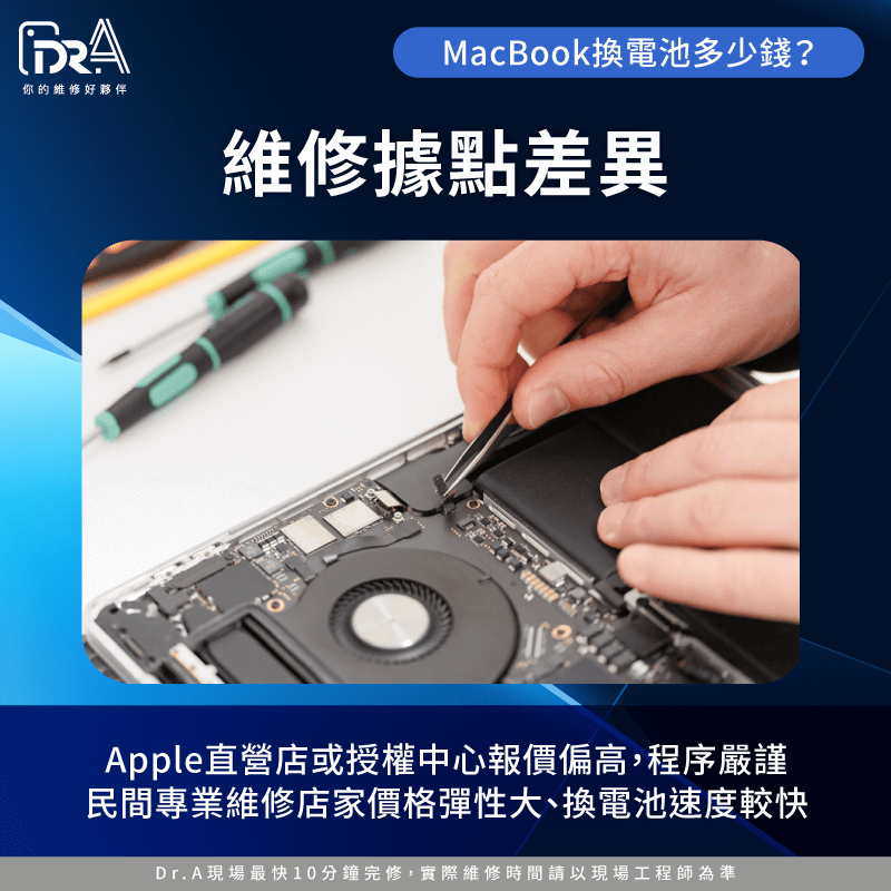 維修據點不同價格差異-Macbook換電池多少錢