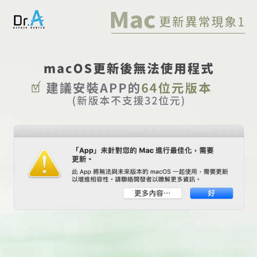 macOS更新失敗-應用程式無法使用