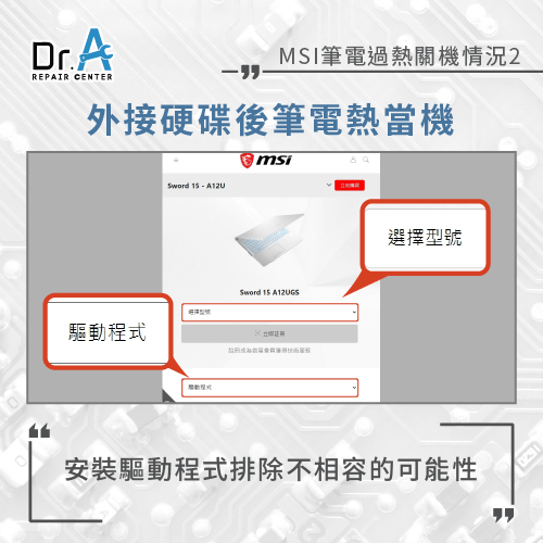 外接硬碟後筆電發燙並關機-MSI筆電過熱