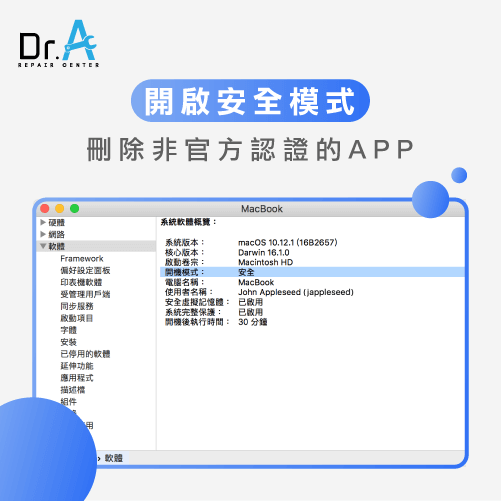 開啟安全模式-iMac開機白畫面