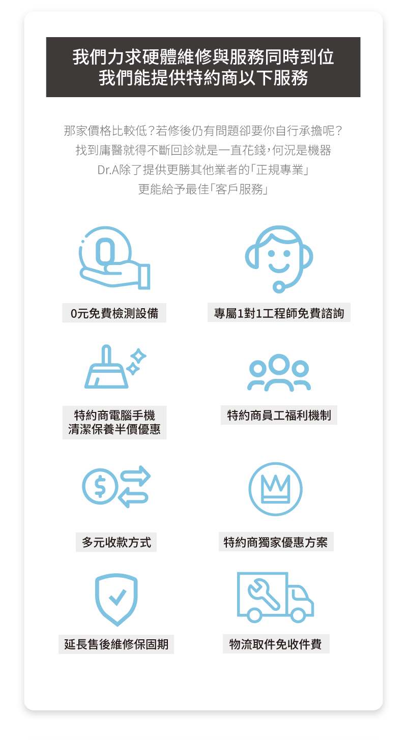 了解Dr.A企業服務團隊與維修實績
